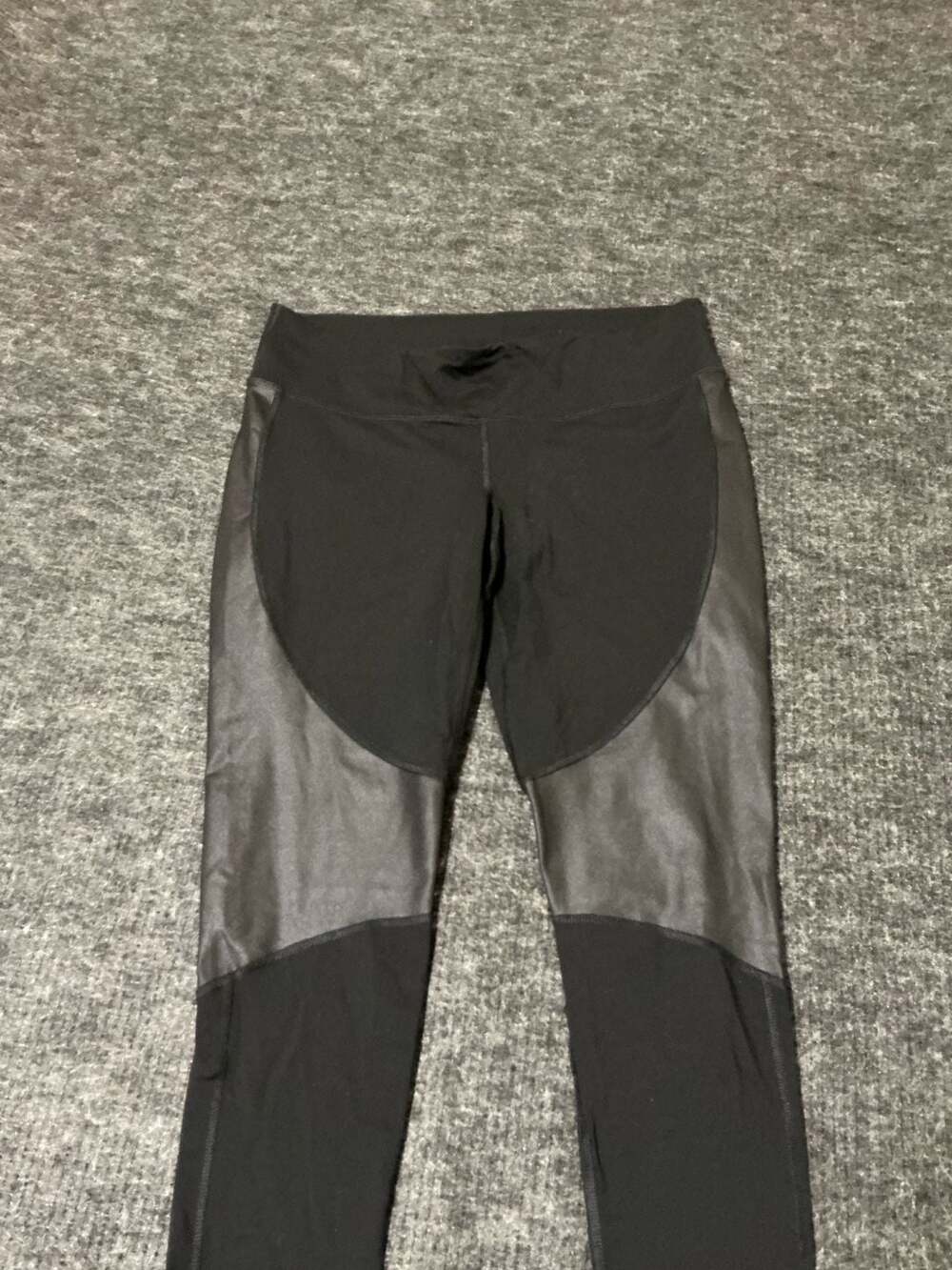 Champion Faux Leather Paneled Athletic Leggings Womens Size XL Black